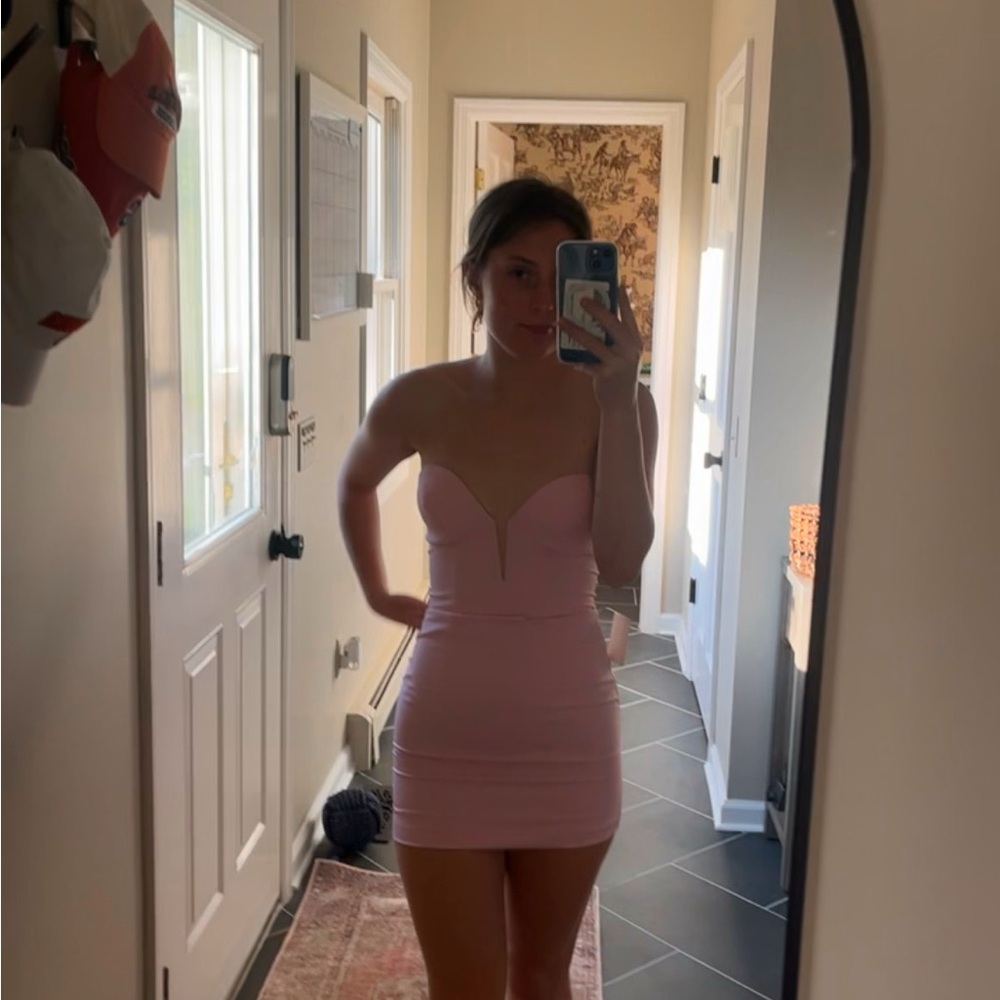 Elegant Pink Strapless Dress
